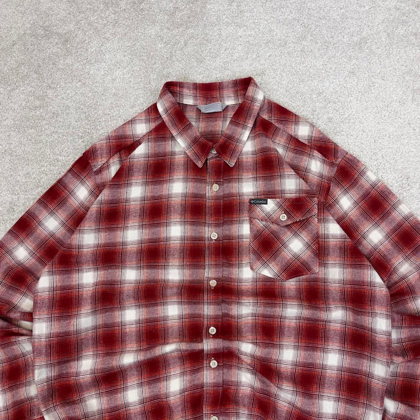 Red checkered Columbia technical flannel shirt XL men's long sleeve button up autumn y2k style