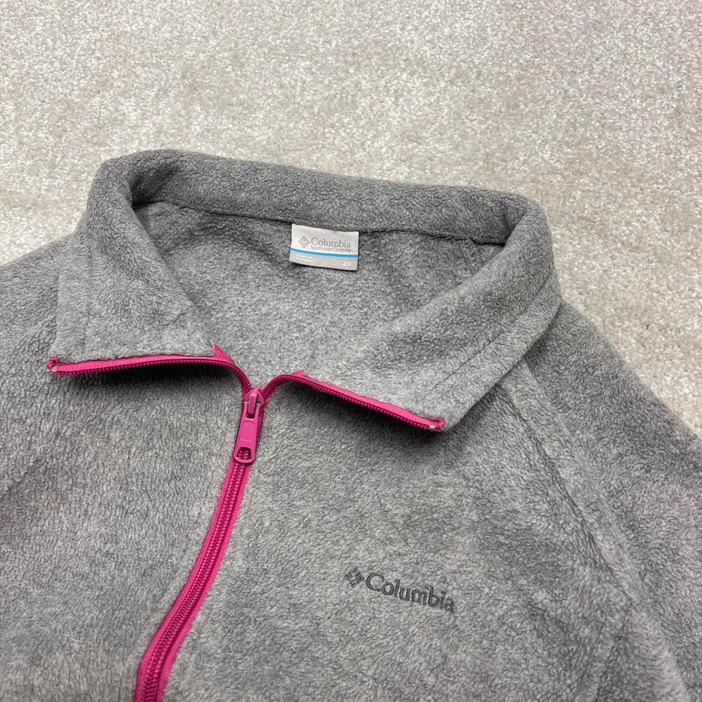 00s Columbia technical fleece 2XL women's grey full zip up y2k style autumn adjustable waist