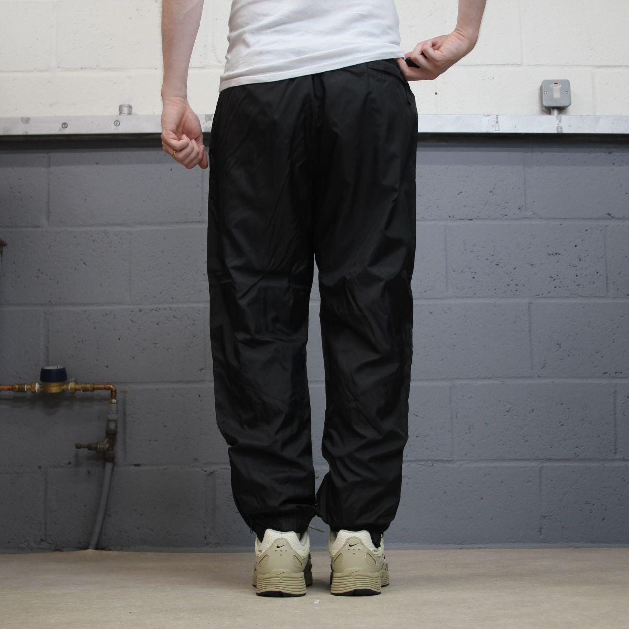 Nike tracksuit bottoms Y2K black Loose mesh lined embroidered cuffed track pants