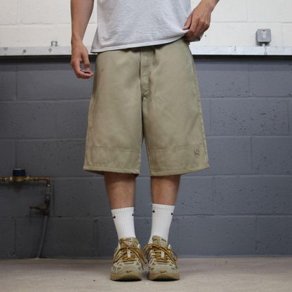 Dickies baggy chino shorts carpenter khaki Surfer style skate shorts long loose leg festival