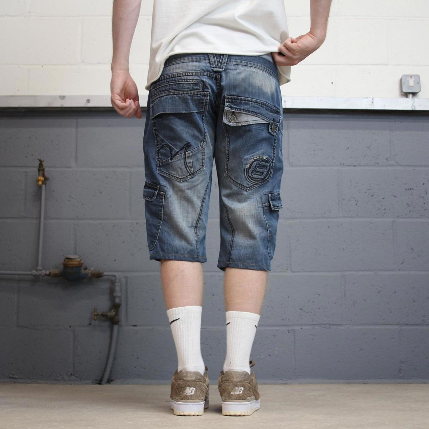 Blue denim Police jorts W32