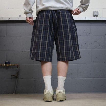 Baggy checkered Dickies carpenter shorts navy Twill chino skater style shorts loose long leg