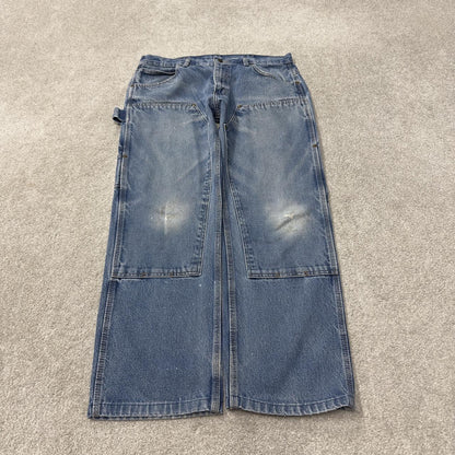 Denim double knee carpenter jeans y2k W34L29 blue Straight leg skater style work cargos