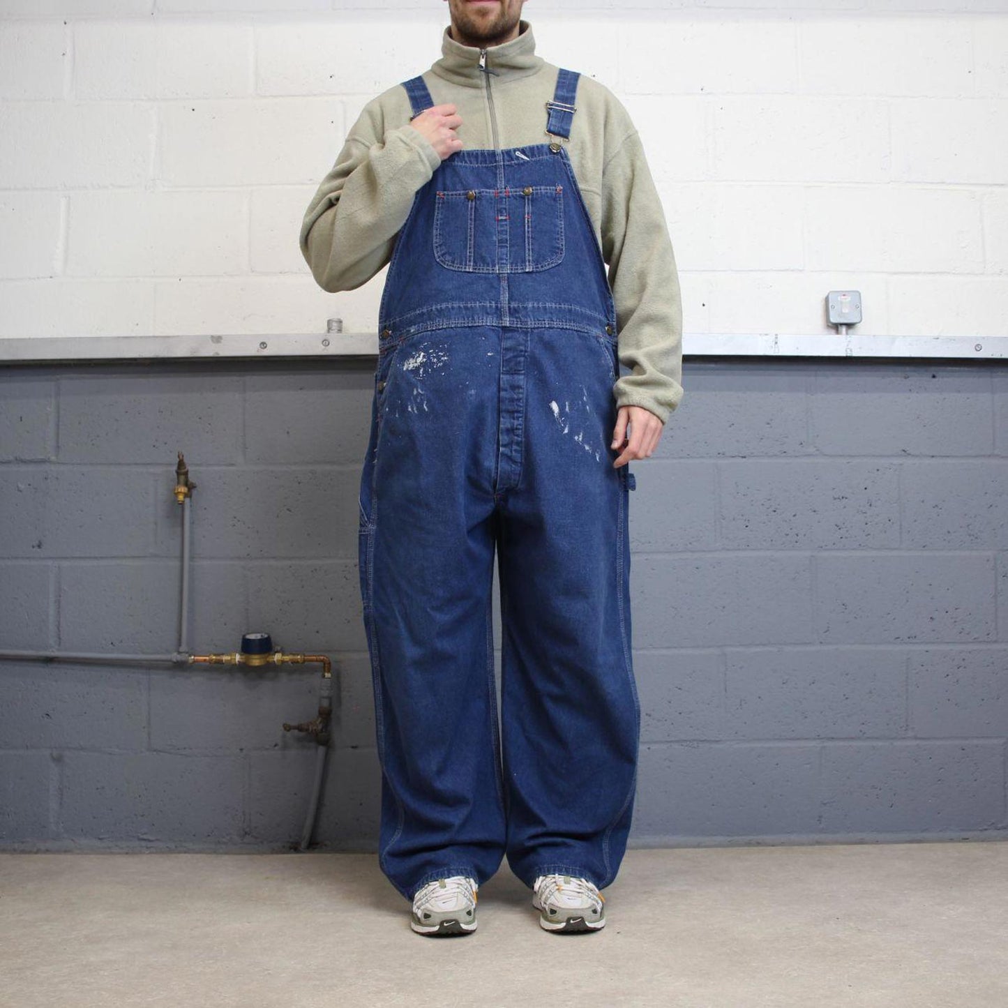 Vintage 90s denim dungarees overalls W44L30 blue Big Yank mens loose bib and brace workwear