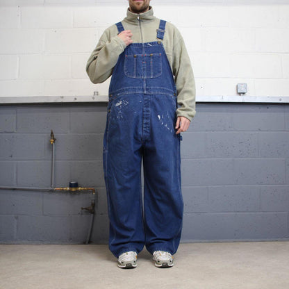 Vintage 90s denim dungarees overalls W44L30 blue Big Yank mens loose bib and brace workwear