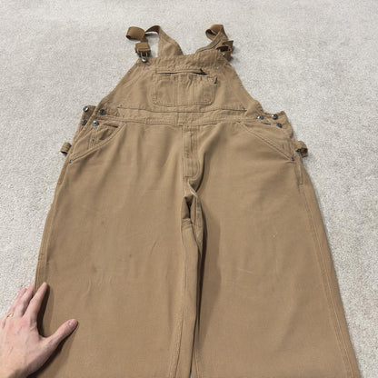 Vintage baggy denim Dungarees loose y2k tan Duluth Trading workwear bib & brace overalls utility
