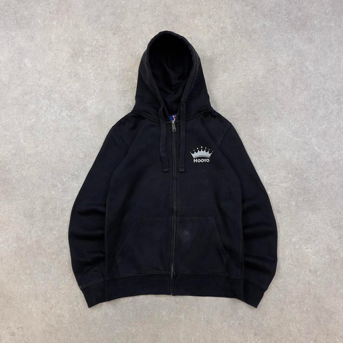 Black vintage Russel zip hoodie Medium full zip hooded sweatshirt Hooyo