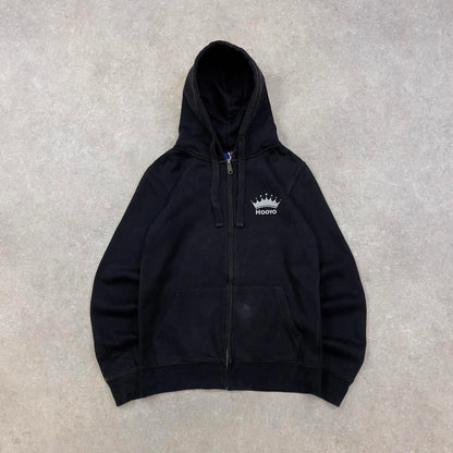 Black vintage Russel zip hoodie Medium full zip hooded sweatshirt Hooyo