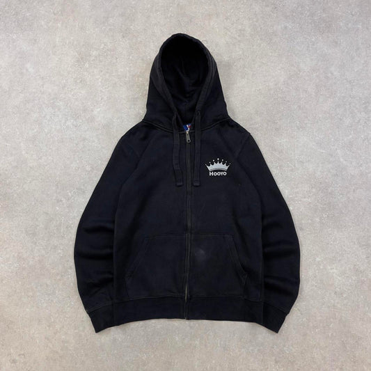Black vintage Russel zip hoodie Medium full zip hooded sweatshirt Hooyo