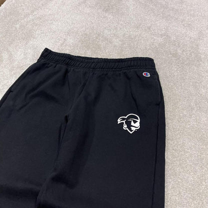 Y2k Champion sweatpants black cuffed joggers Loose pirates print tracksuit bottoms