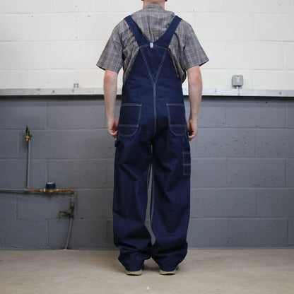 Vintage y2k denim dungarees loose leg blue Key workwear bib & brace overalls utility