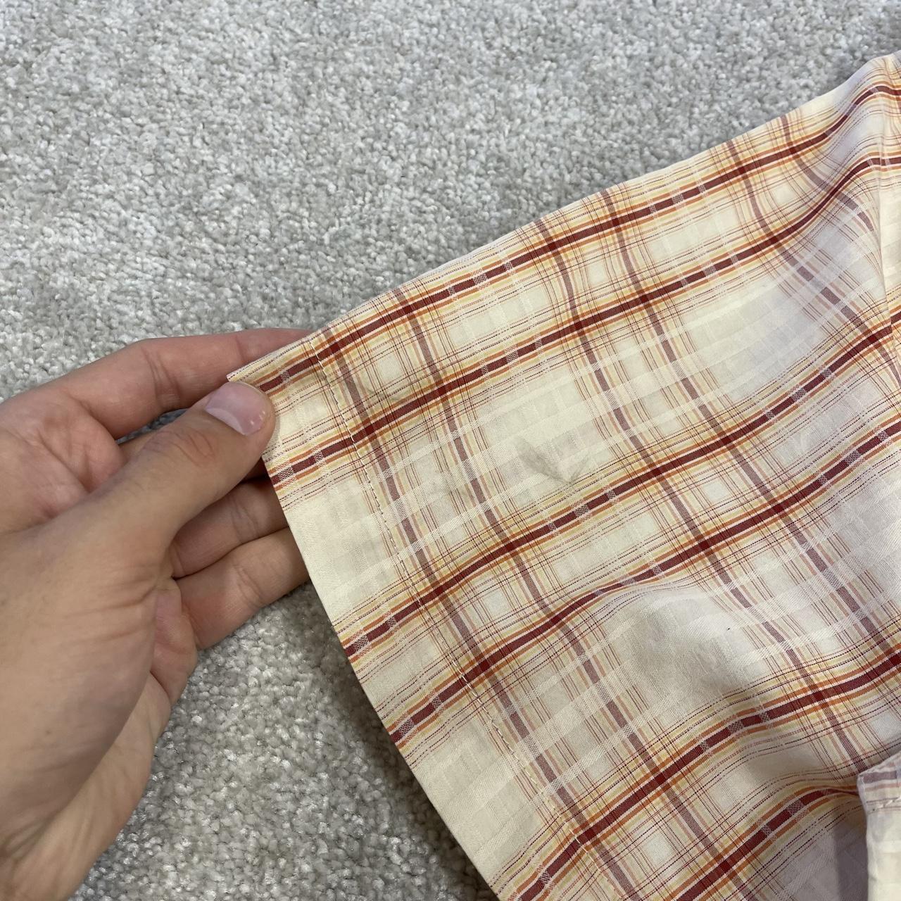 Columbia checkered short sleeve shirt y2k beige red Festival style button down summer shirt