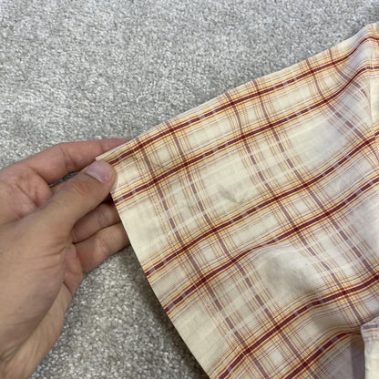 Columbia checkered short sleeve shirt y2k beige red Festival style button down summer shirt