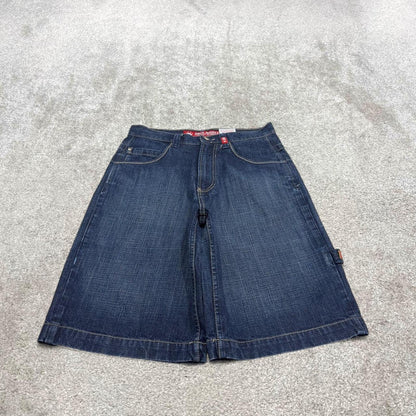 JNCO Y2K serpent 8 ball carpenter shorts skater style blue Loose denim large rear pocket jorts