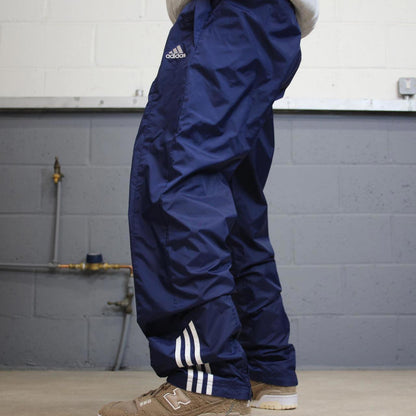 Y2k Adidas tracksuit bottoms Large mens blue loose 00s joggers embroidered sporty track pants