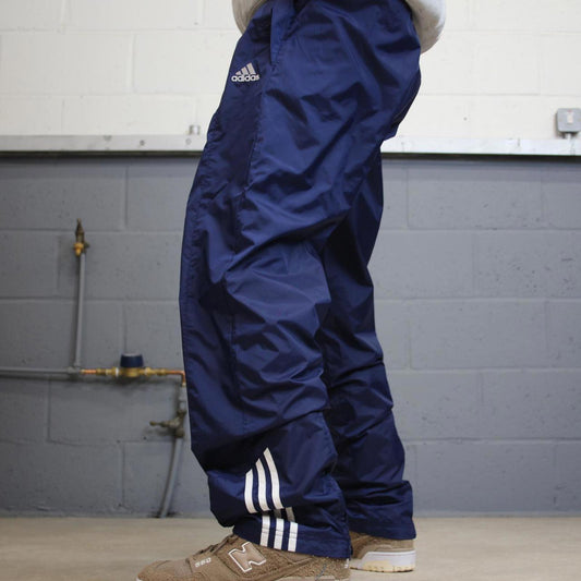 Y2k Adidas tracksuit bottoms Large mens blue loose 00s joggers embroidered sporty track pants