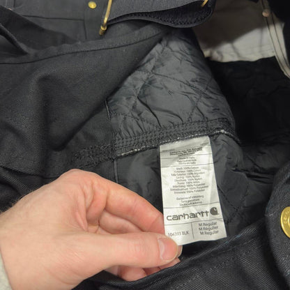 Vintage y2k baggy Carhartt dungarees wide leg black Quilted canvas bib & brace overalls workwear