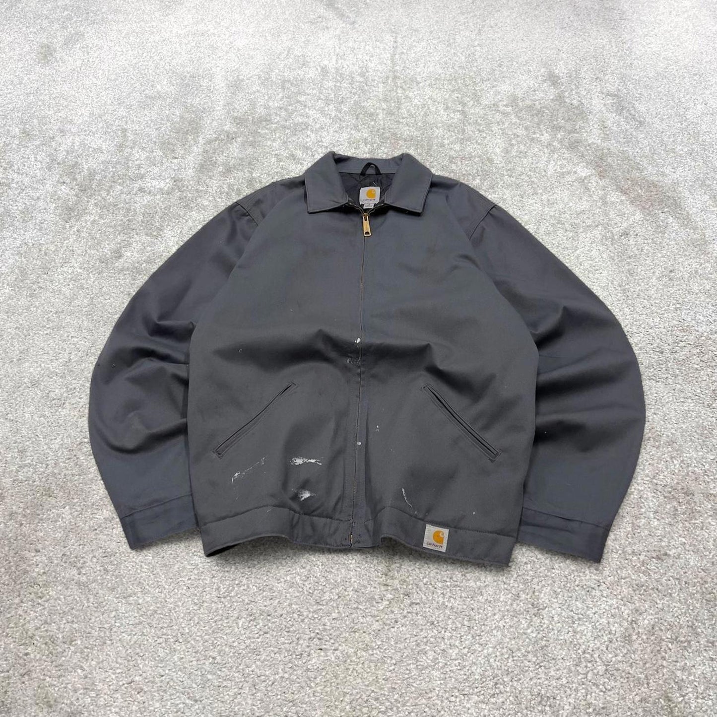 Carhartt chore jacket grey 90s style L Tall loose quilt lined workwear overcoat