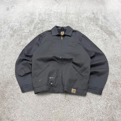 Carhartt chore jacket grey 90s style L Tall loose quilt lined workwear overcoat
