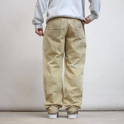 Mens Carhartt carpenter pants W36 L32 tan relaxed 90s style cargos