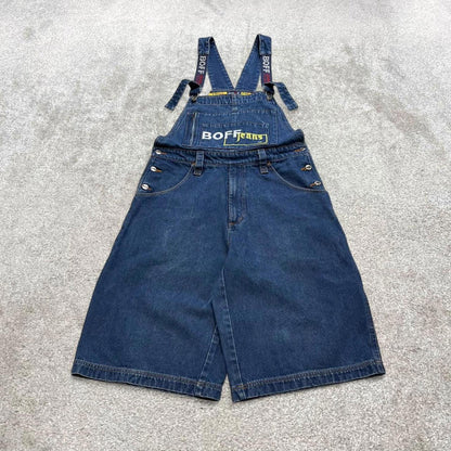 Embroidered BOFF jeans dungarees W34 90s y2k hip hop skater style denim overall shorts