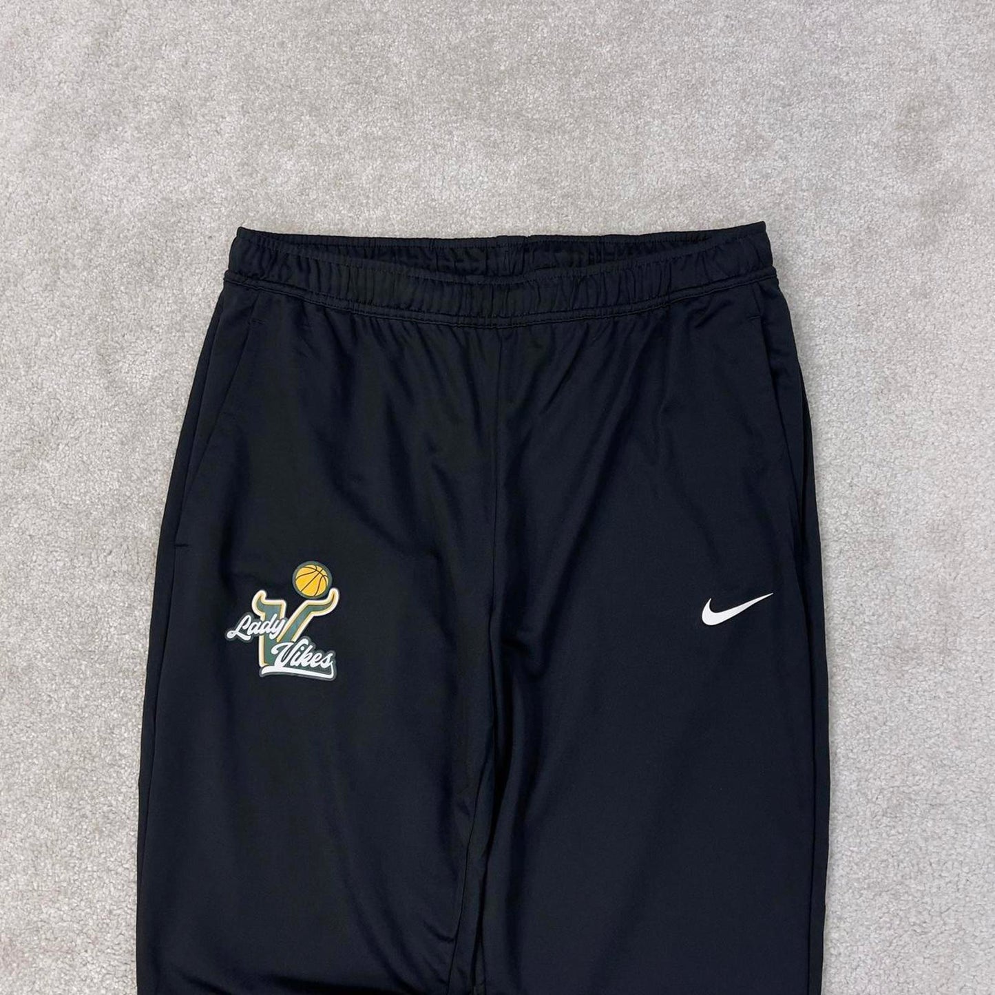 Black Nike Dri-Fit joggers Large Swoosh logo y2k style sportswear track pants