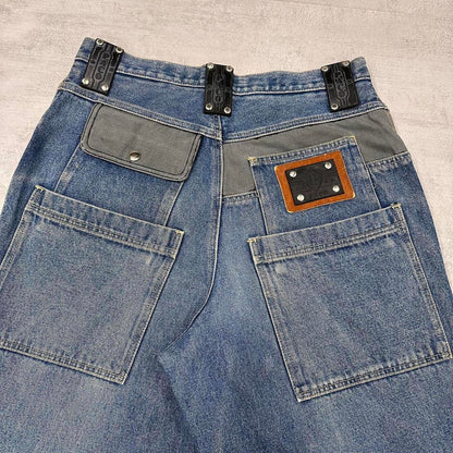 Blue baggy tapered Paco jeans W32 L32 loose Y2K denim hip hop pants