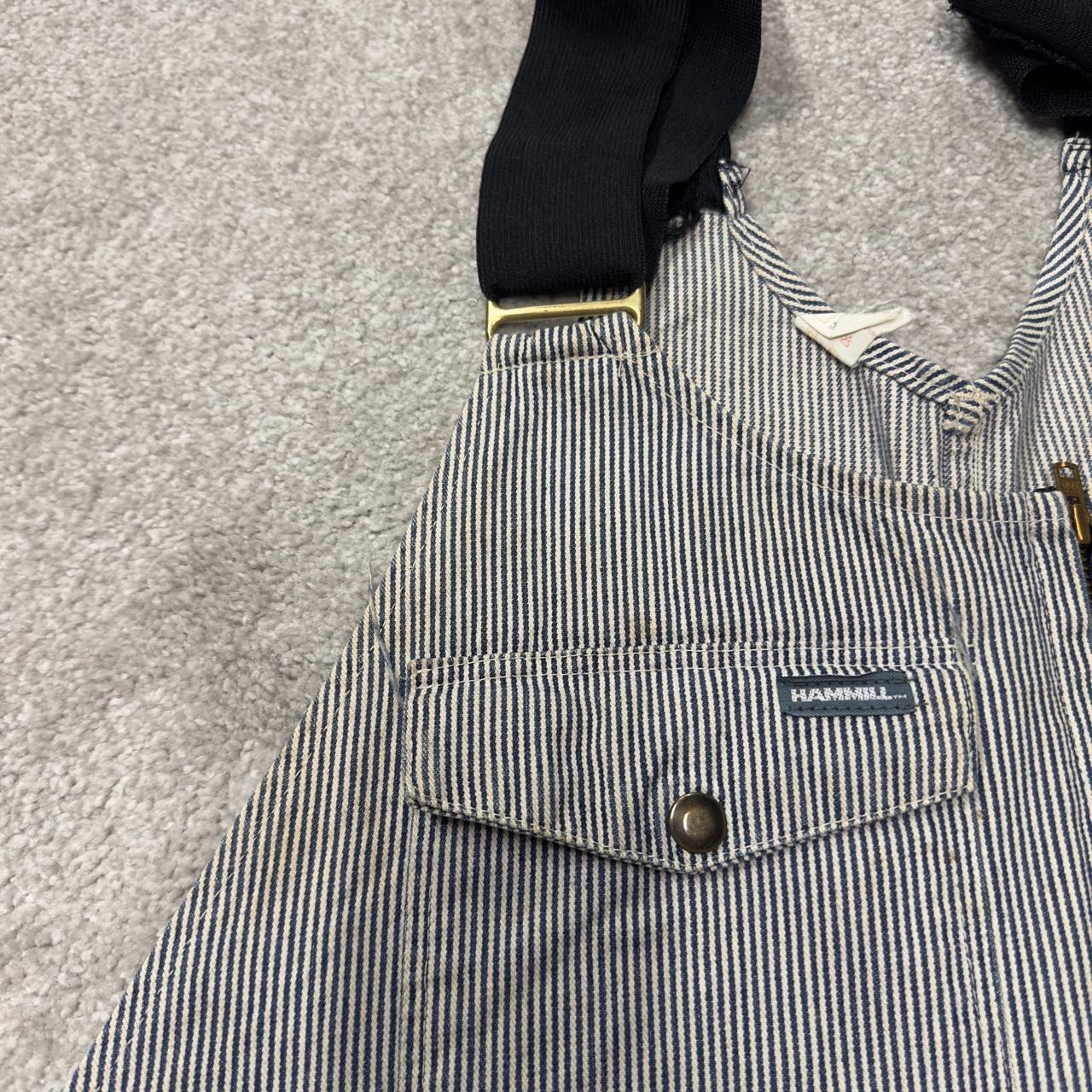 Vintage striped denim dungarees loose y2k blue Hammill workwear bib & brace overalls utility