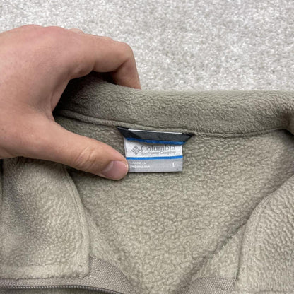 Y2K Columbia technical fleece gilet boxy fit cream large Embroidered logo full zip up summer