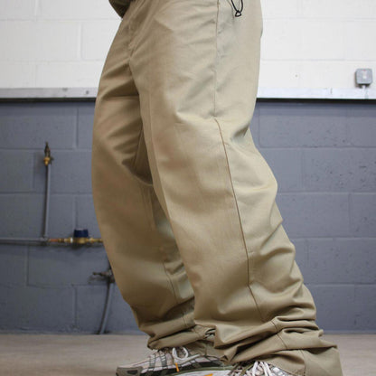 Y2k baggy work pants loose beige Chino style skater trousers Red Kap workwear patch logo
