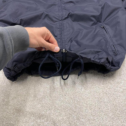 Navy Kappa technical jacket Large men's y2k 00s style fleece lined hooded coat embroidered detail