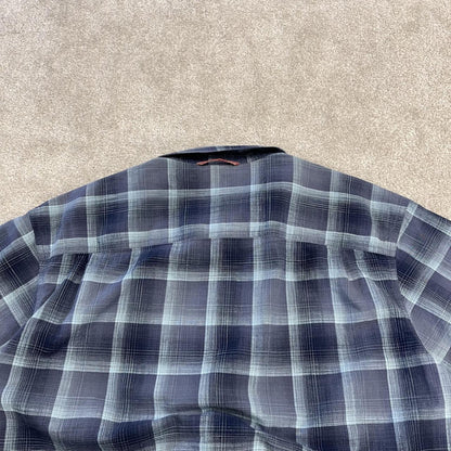 Columbia checkered surf shirt short sleeve navy Y2K festival style button down summer shirt