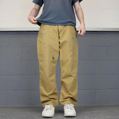 00s Carhartt carpenter trousers W34L30 tan relaxed fit skate style work pants workwear cargos