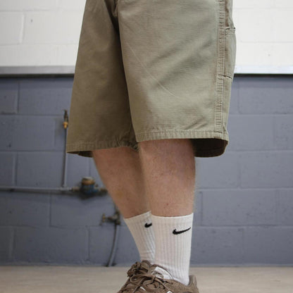 Khaki Wrangler carpenter Jorts W36