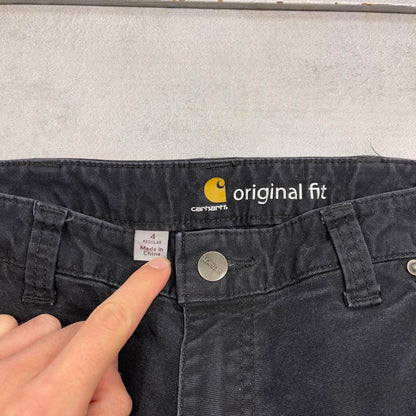 Black Carhartt double knee carpenter pants size 4 W30L30 utility cargo