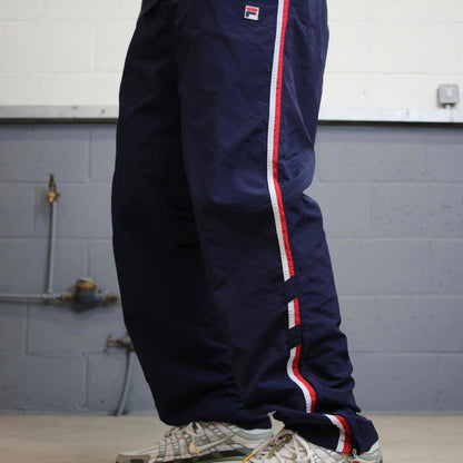 Baggy Fila Trackies XXL Navy loose Y2K floaty joggers embroidered logo
