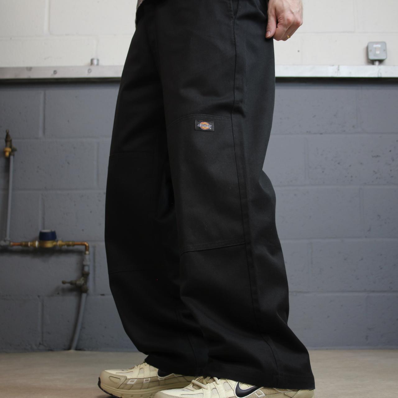 Dickies baggy double knee pants black W34L30 Wide leg chino skate style cargo work trousers