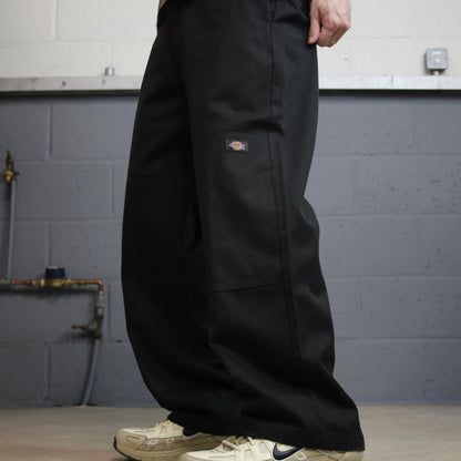 Dickies baggy double knee pants black W34L30 Wide leg chino skate style cargo work trousers