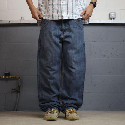 Rocawear embroidered jeans blue denim Y2K W38L32 Rocawear loose surf style pants embroidered design