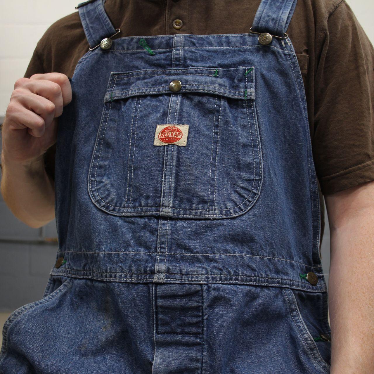 Vintage dungarees denim overalls blue Red Kap workwear bib & brace utility