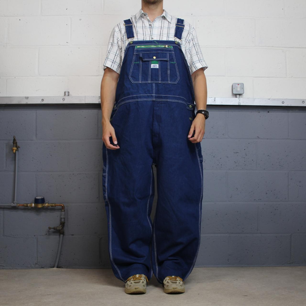 Vintage baggy denim Dungarees loose y2k blue Liberty workwear bib & brace overalls utility