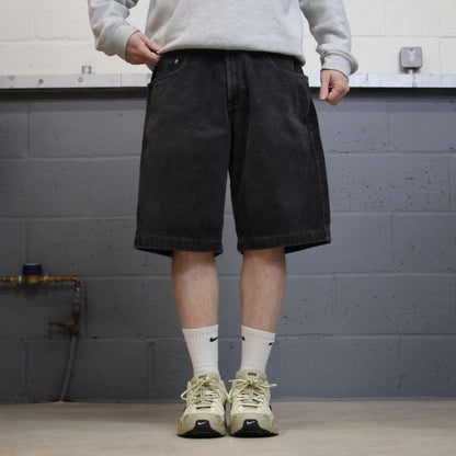 Baggy GAP Y2K Denim shorts black Loose wide leg fit skater style surf jorts