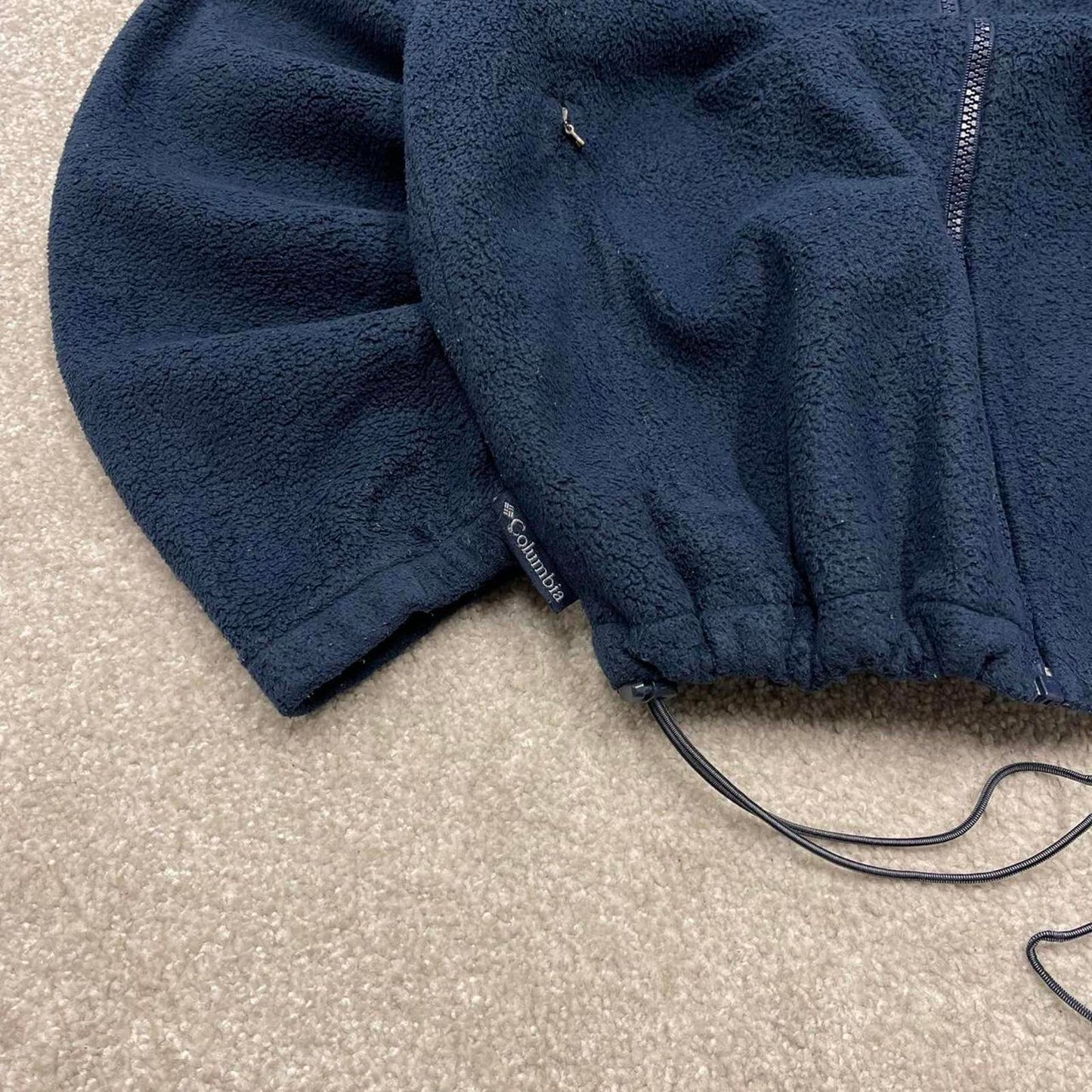 00s Columbia technical fleece M women's navy full zip up y2k style autumn adjustable waist