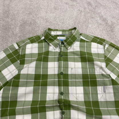 Columbia checkered short sleeve shirt green Surf style check shirt summer festival