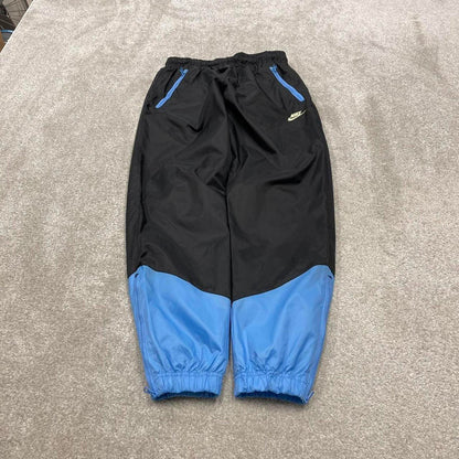 Y2k loose Nike tracksuit bottoms black Loose lined embroidered two tone track pants