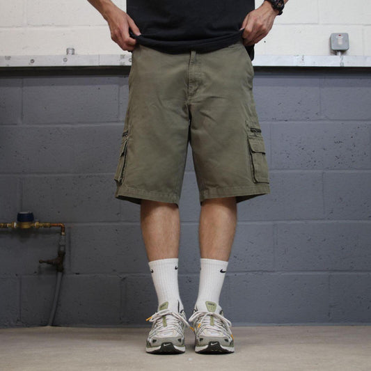 Y2K cargo shorts loose green Loose leg cargo shorts summer festival