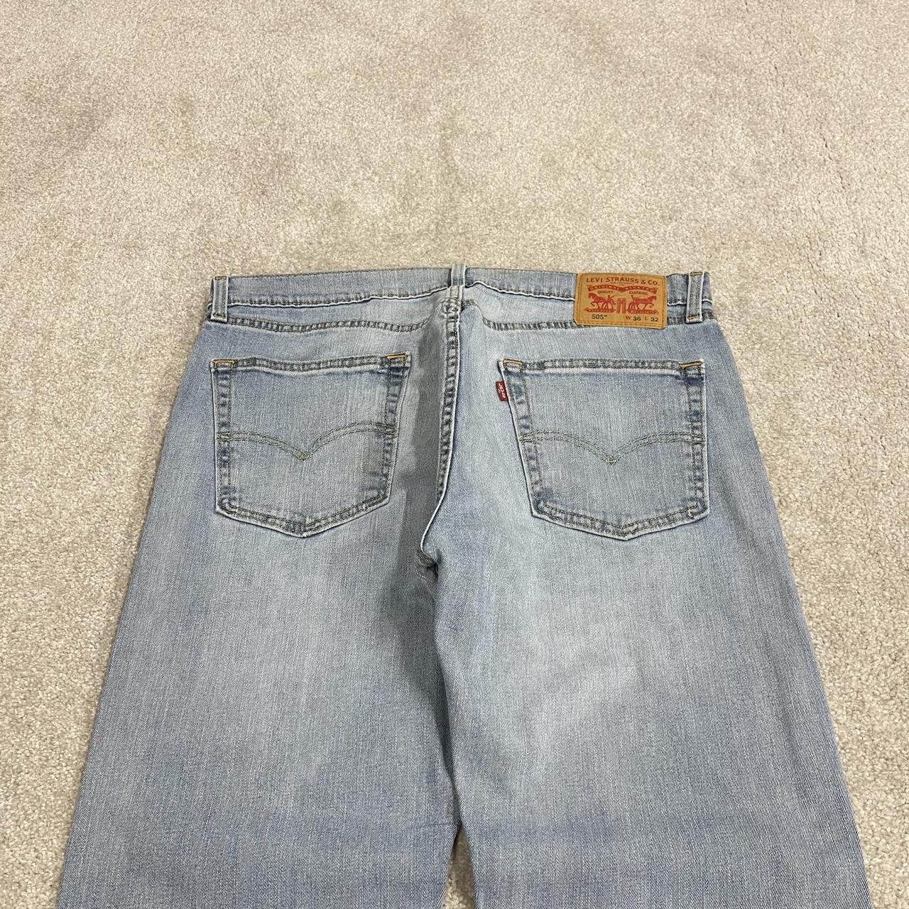 Y2K Levi’s 505 jeans W36L32 washed blue Straight fit 5 pocket belt loops red tab logo