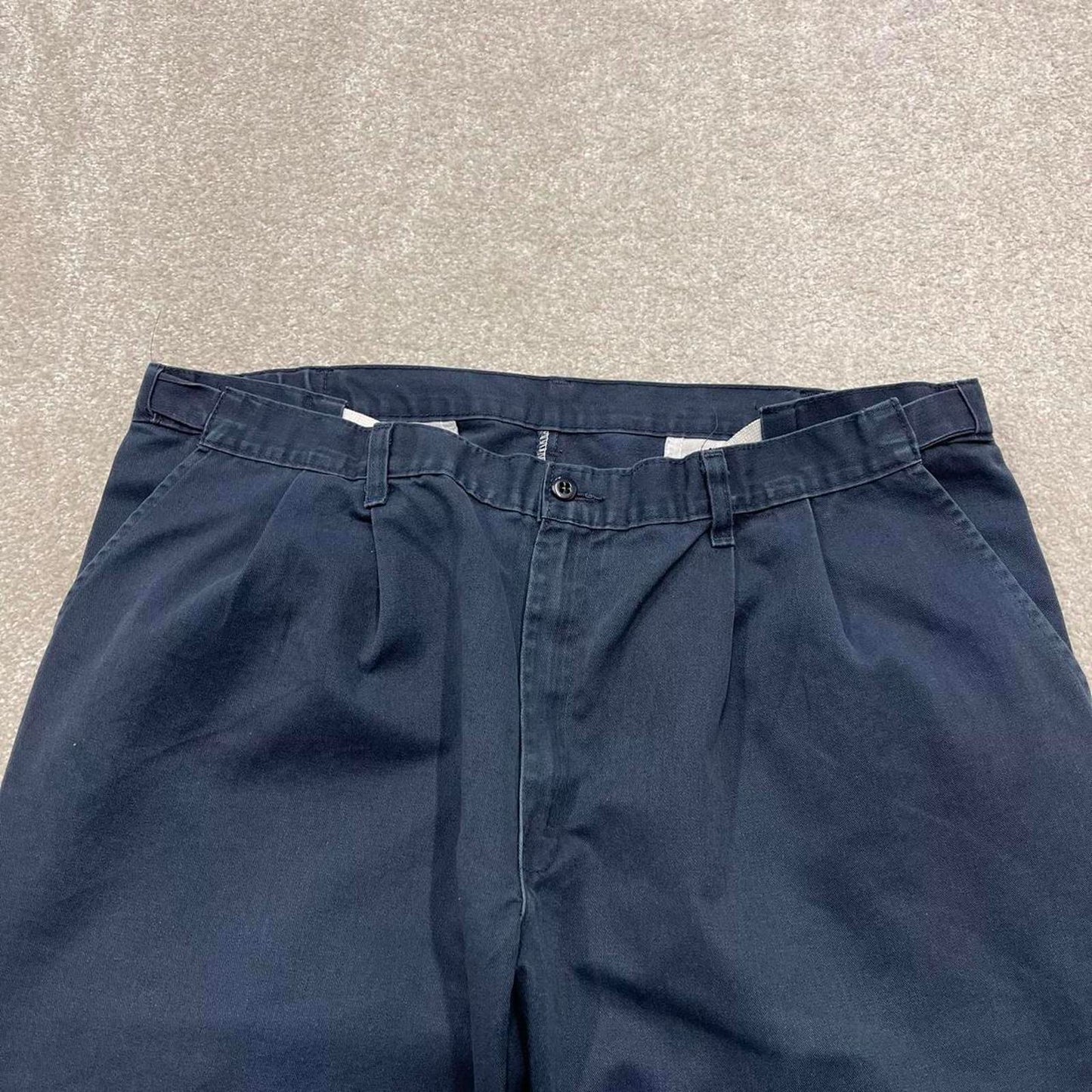 Y2K baggy pleated Dickies work pants faded navy Loose leg chino style carpenter skate trousers