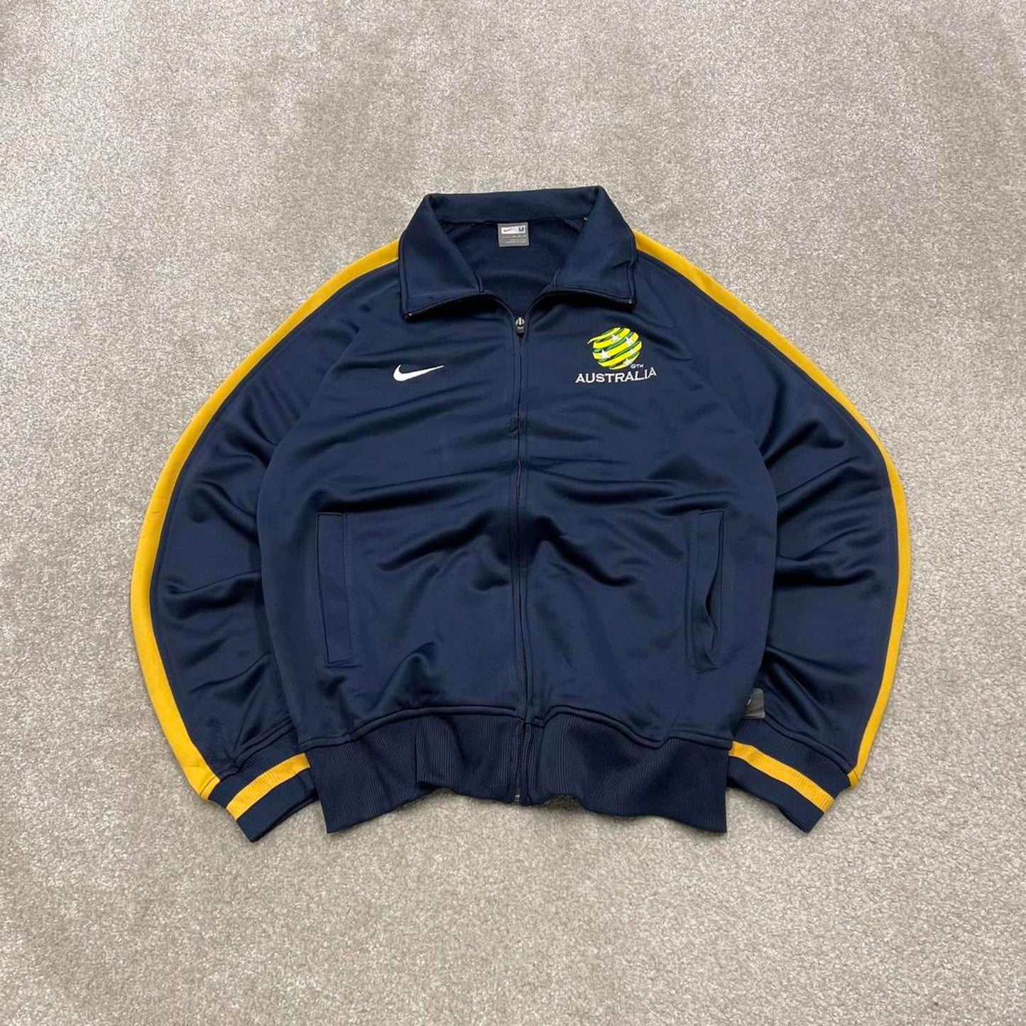 Y2k 00s Nike track jacket Medium men's navy Australia football full zip track suit top embroidered