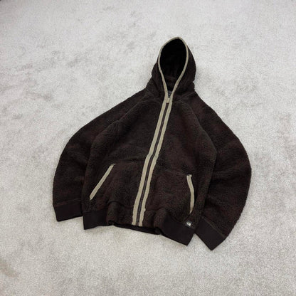 North Face high pile technical fleece hoodie XL women's brown full zip y2k teddy bear style autumn